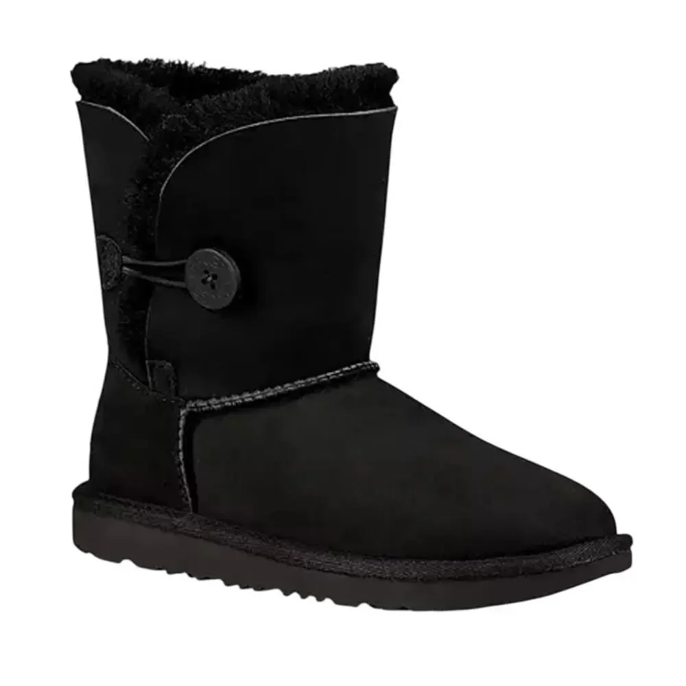UGG Kids Bailey Button II Winter Boot US 6 EU 38 Black Sheepskin NIB